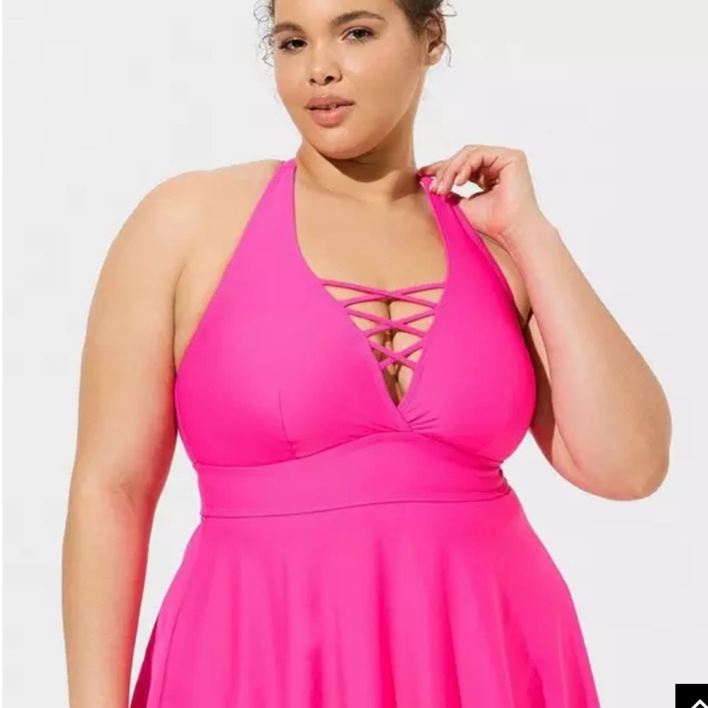 Torrid Pink Halter Swim Top